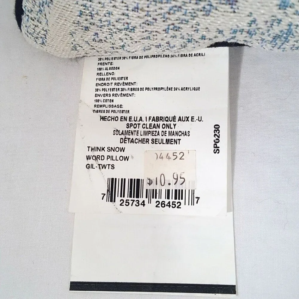 Vintage Goodwin Weavers Snowmen Word Pillow Blue White Tapestry Throw Winter New
